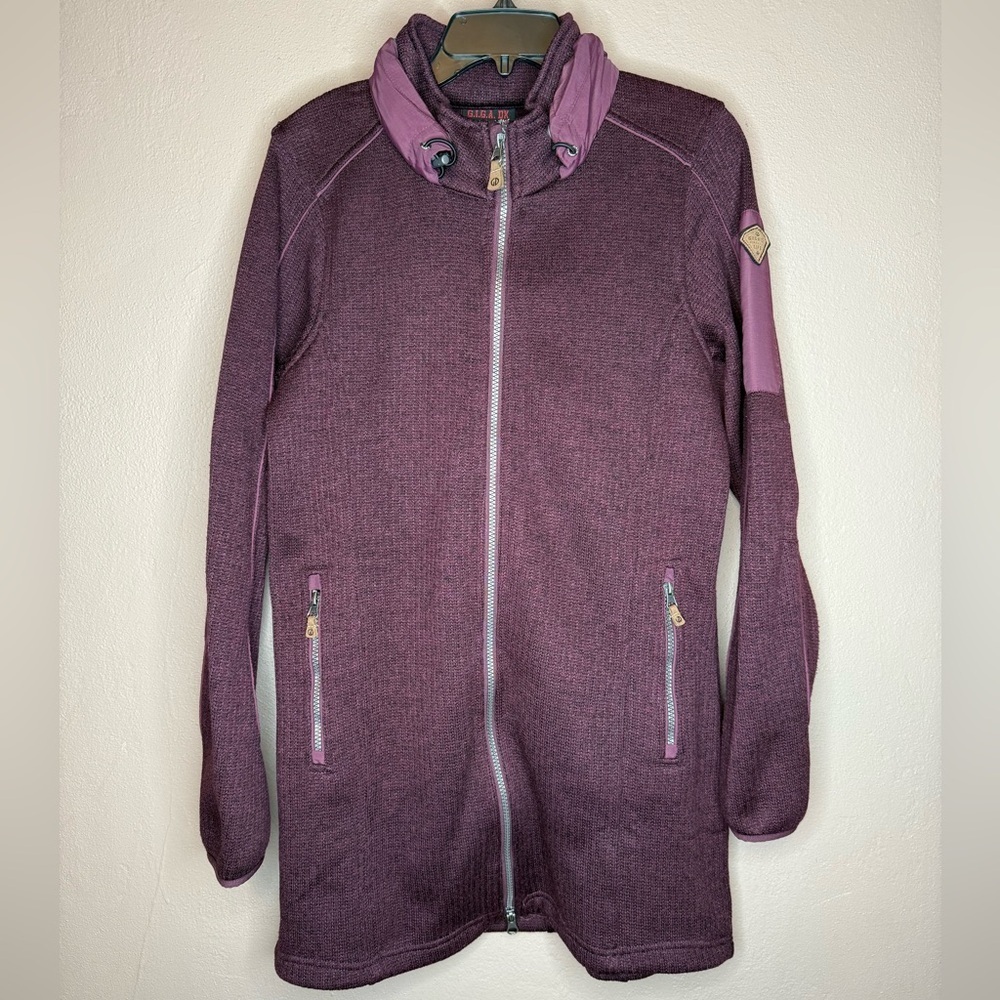 G.I.G.A. DX by Killtec Women Purple Knit Jacket Full Zip Mid Hidden Hood Size 8